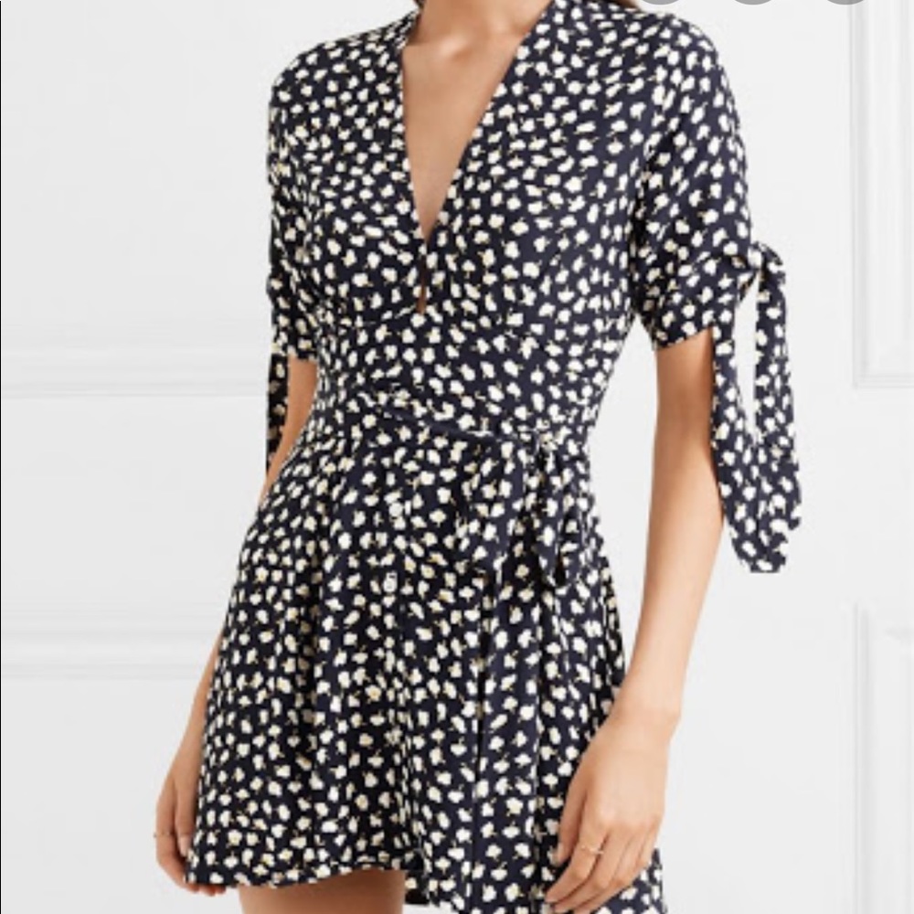 Faithfull the Brand Blue floral minister dress